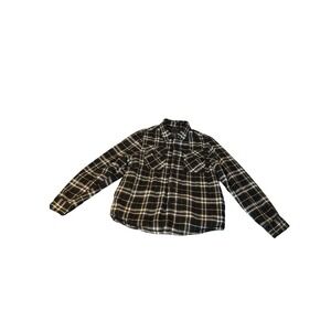 Jachs New York Mens Flannel Shacket  M Black White Shirt Jacket Plaid Sherpa